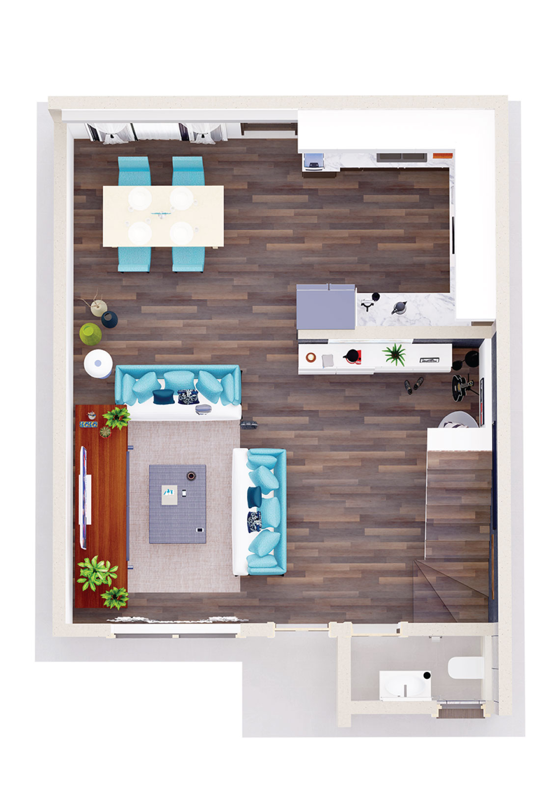 3D Townhouse Ground floor plan